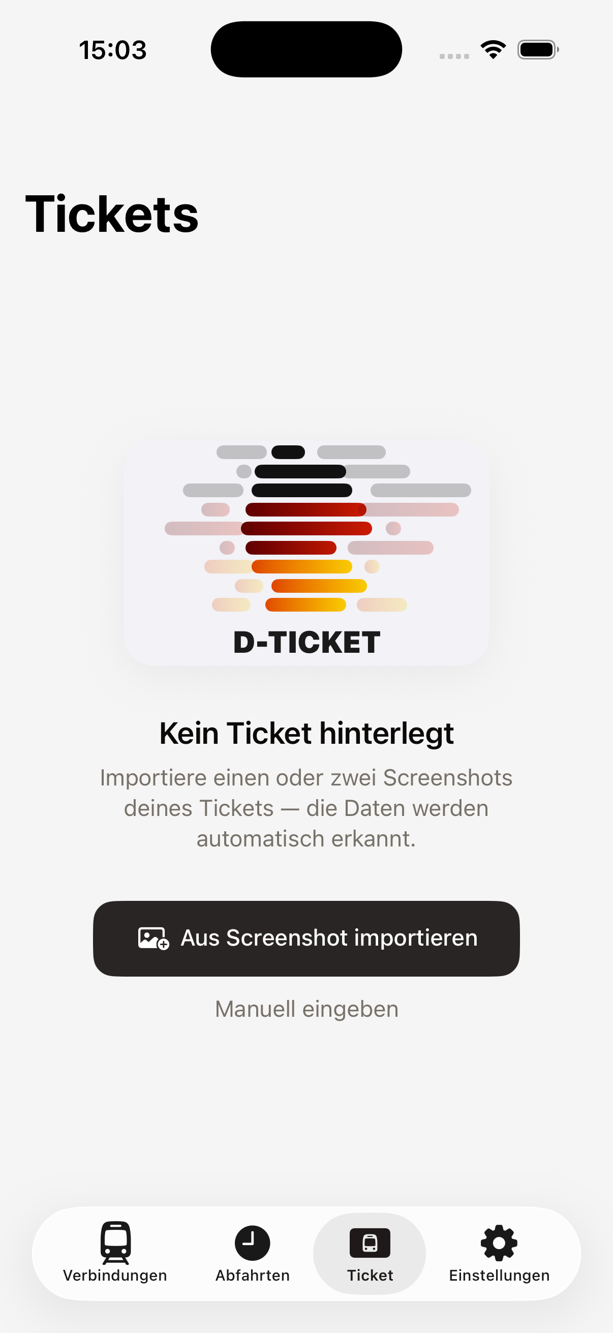 Leerer Ticket-Tab