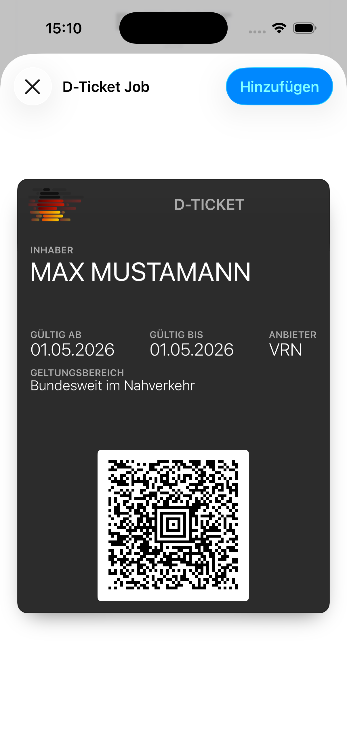 D-Ticket zum Wallet hinzufügen